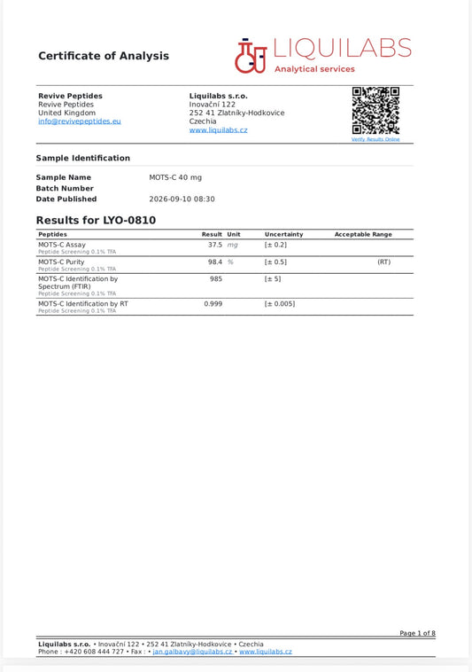 MOTS-C 40mg PRE MIXED CARTRIDGE: Research only